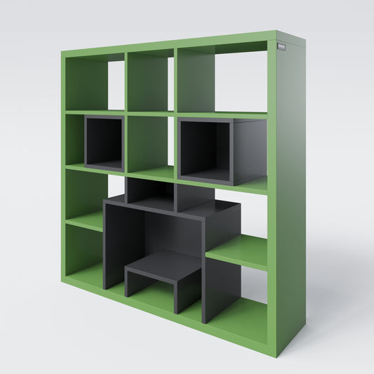 MINECRAFT - Bücherregal, Regal mit 15 Fächern, Gaming Möbel mit dunklem Minecraft Design