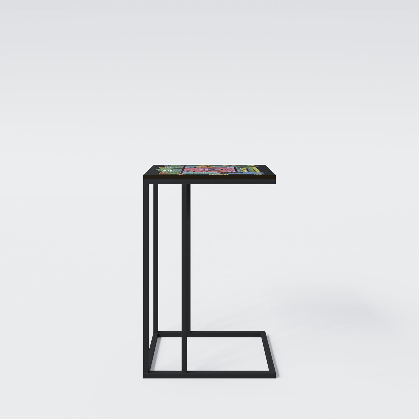 MINECRAFT - Beistelltisch in C-Form, Nachttisch, Säulentisch, Gaming Möbel mit dunklem Design und bunten Minecraft Print