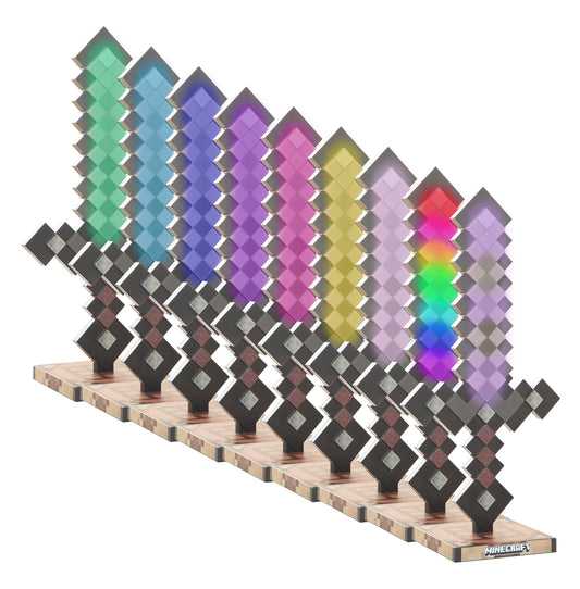 MINECRAFT - LED Schwert, Netherite Leuchte, 9 Farben mit Farbwechsel, wiederaufladbar, Dekolicht, Gaming Accessoire