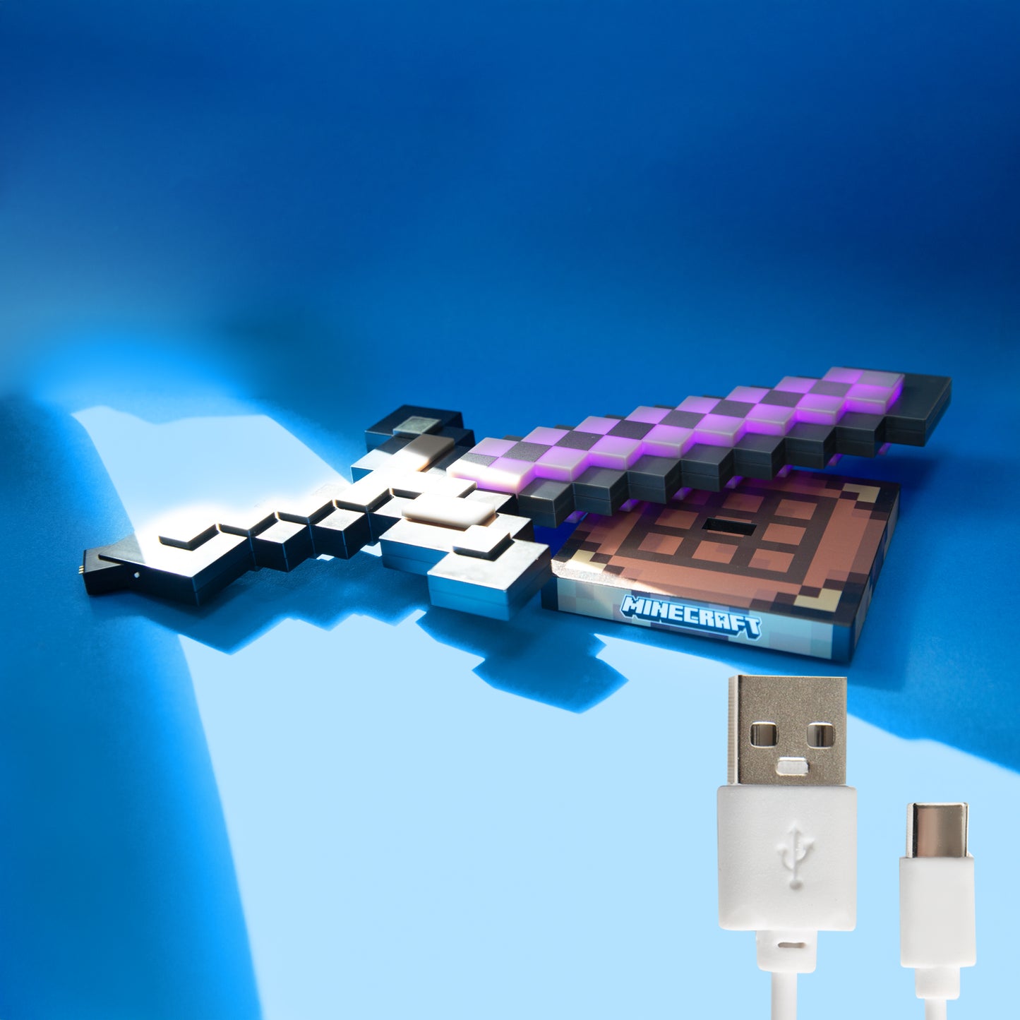 MINECRAFT - LED Schwert, Netherite Leuchte, 9 Farben mit Farbwechsel, wiederaufladbar, Dekolicht, Gaming Accessoire
