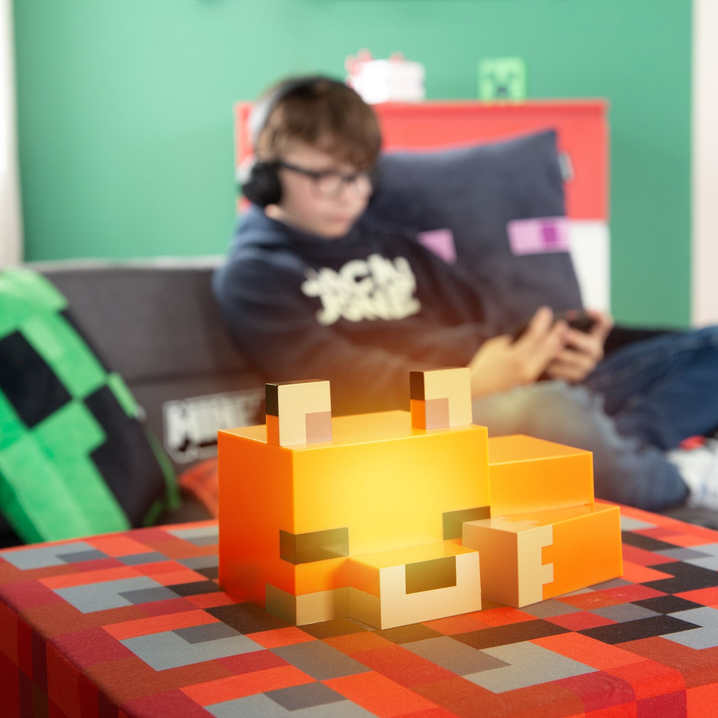 MINECRAFT - LED Fuchsbaby, schlafender Fuchs, Dekolicht, Nachtlicht, dekorative Lichter im Minecraft Design