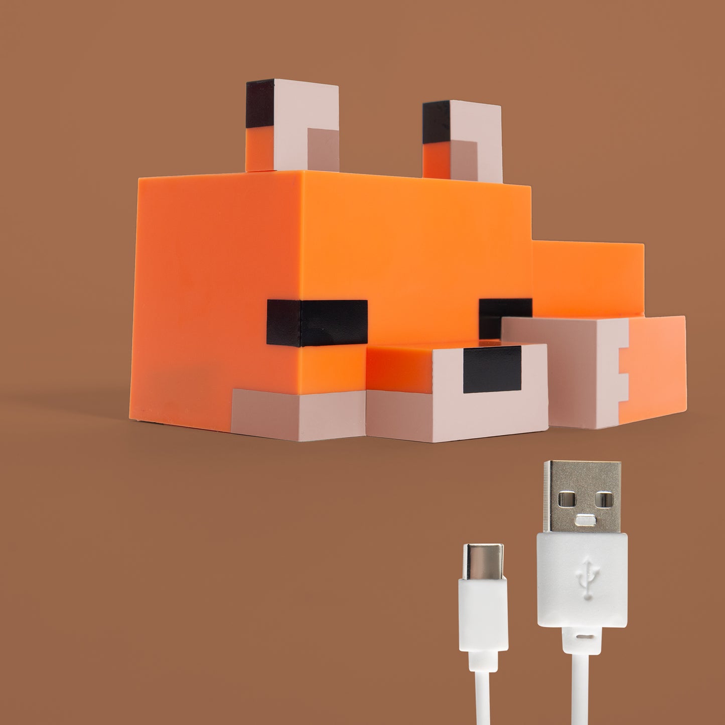 MINECRAFT - LED Fuchsbaby, schlafender Fuchs, Dekolicht, Nachtlicht, dekorative Lichter im Minecraft Design
