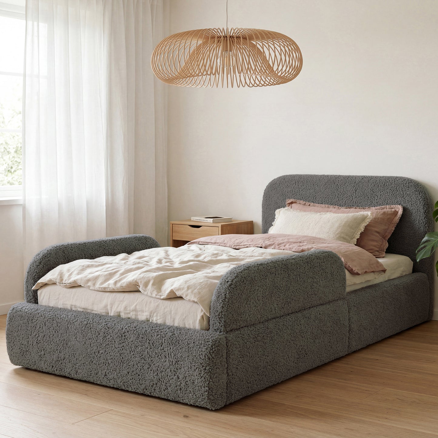 Gepolstertes Kinderbett LITTLE DREAM 120x200 inkl. Stauraum & Lattenrost - Cozy Grey