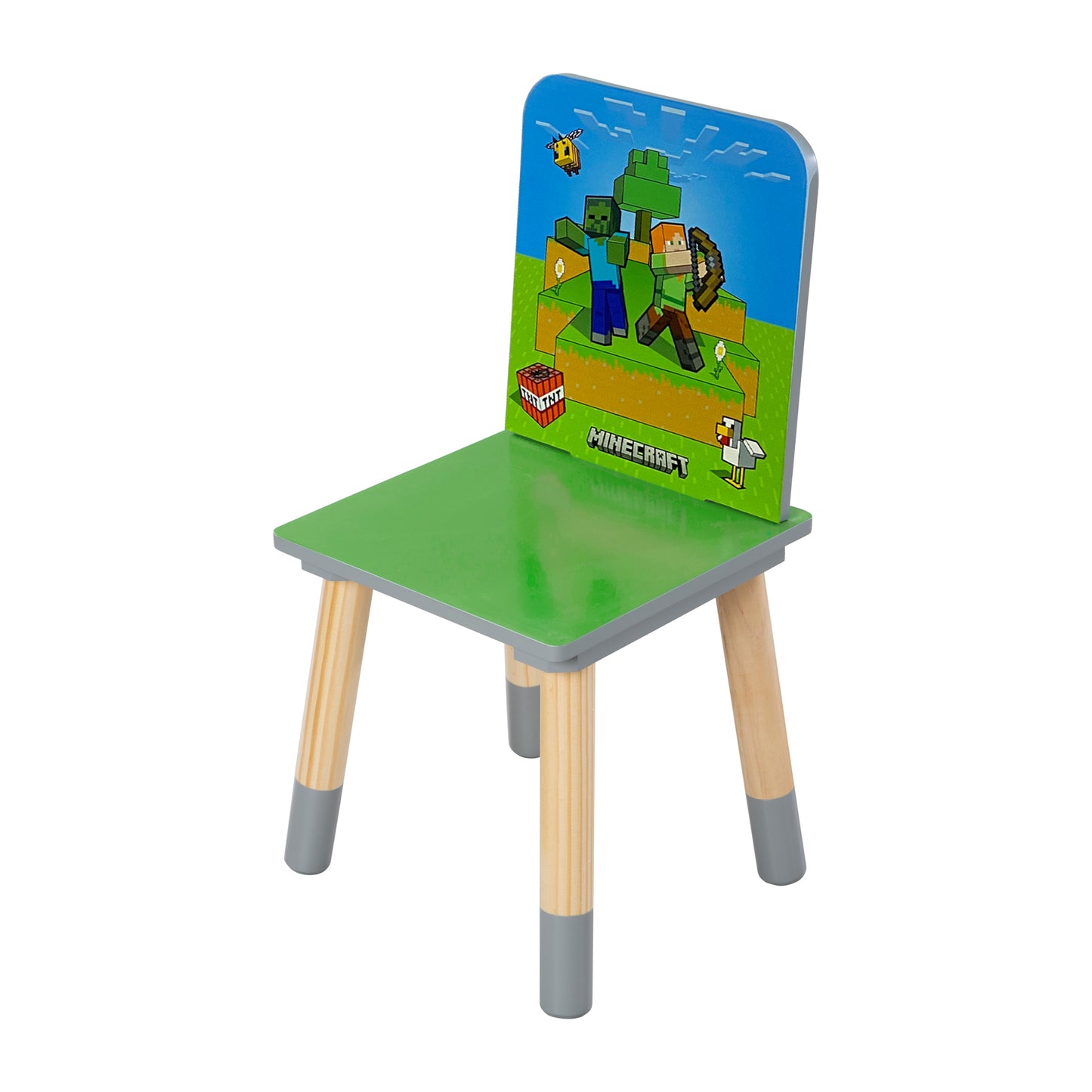 MINECRAFT - Sitzgruppen-Set, bestehend aus einem Tisch und zwei Stühlen, Kindermöbel mit buntem Design