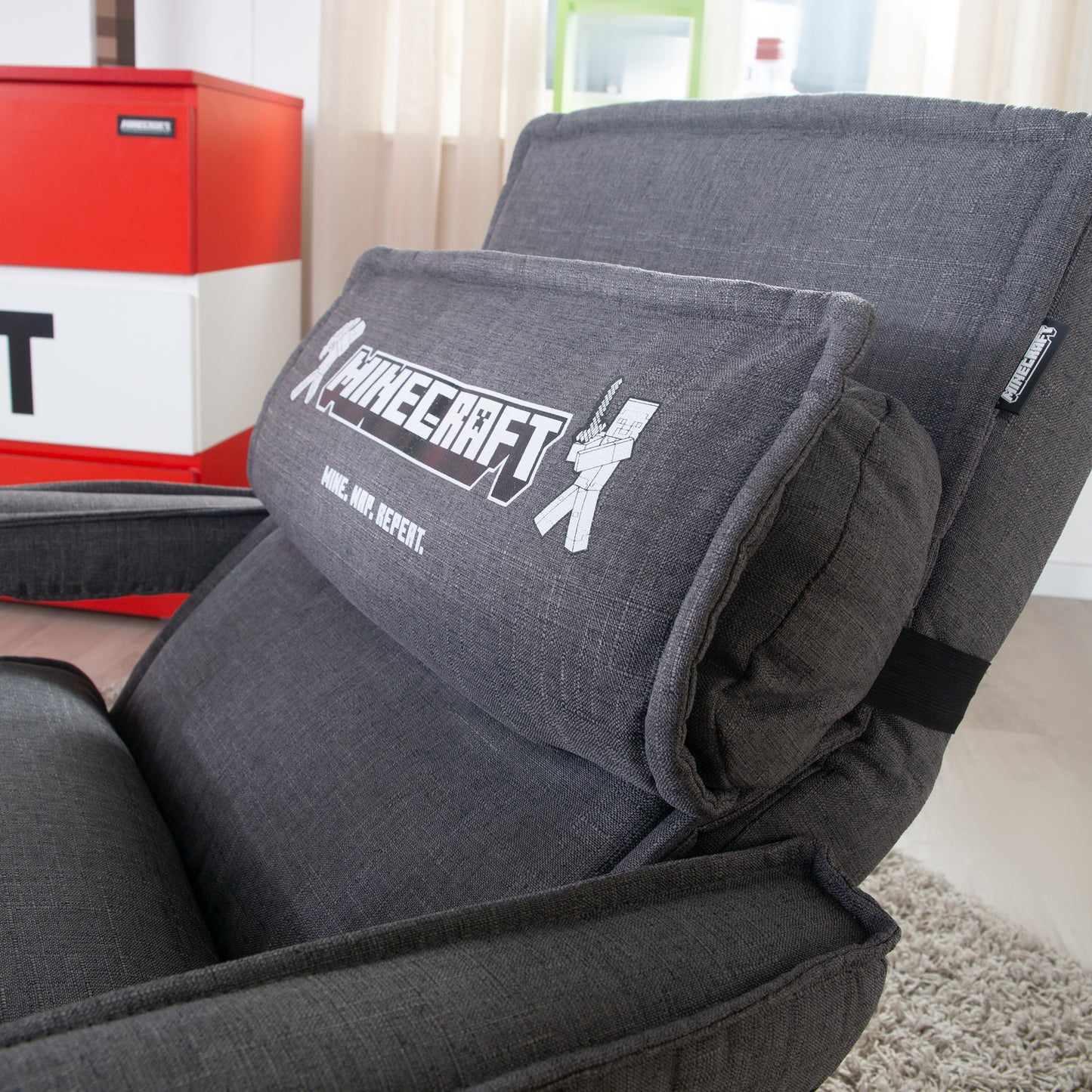 MINECRAFT - Gaming-Sessel, Sessel, Drehstuhl mit verstellbarer Fuß- und Rückenlehne