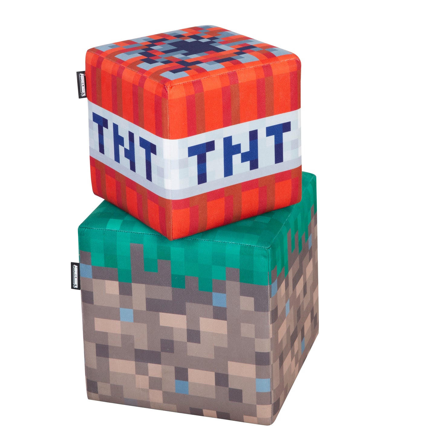 MINECRAFT - Sitzhocker, Pouf, Ottomane, Fußablage, im 2er Set, buntes Minecraft Design
