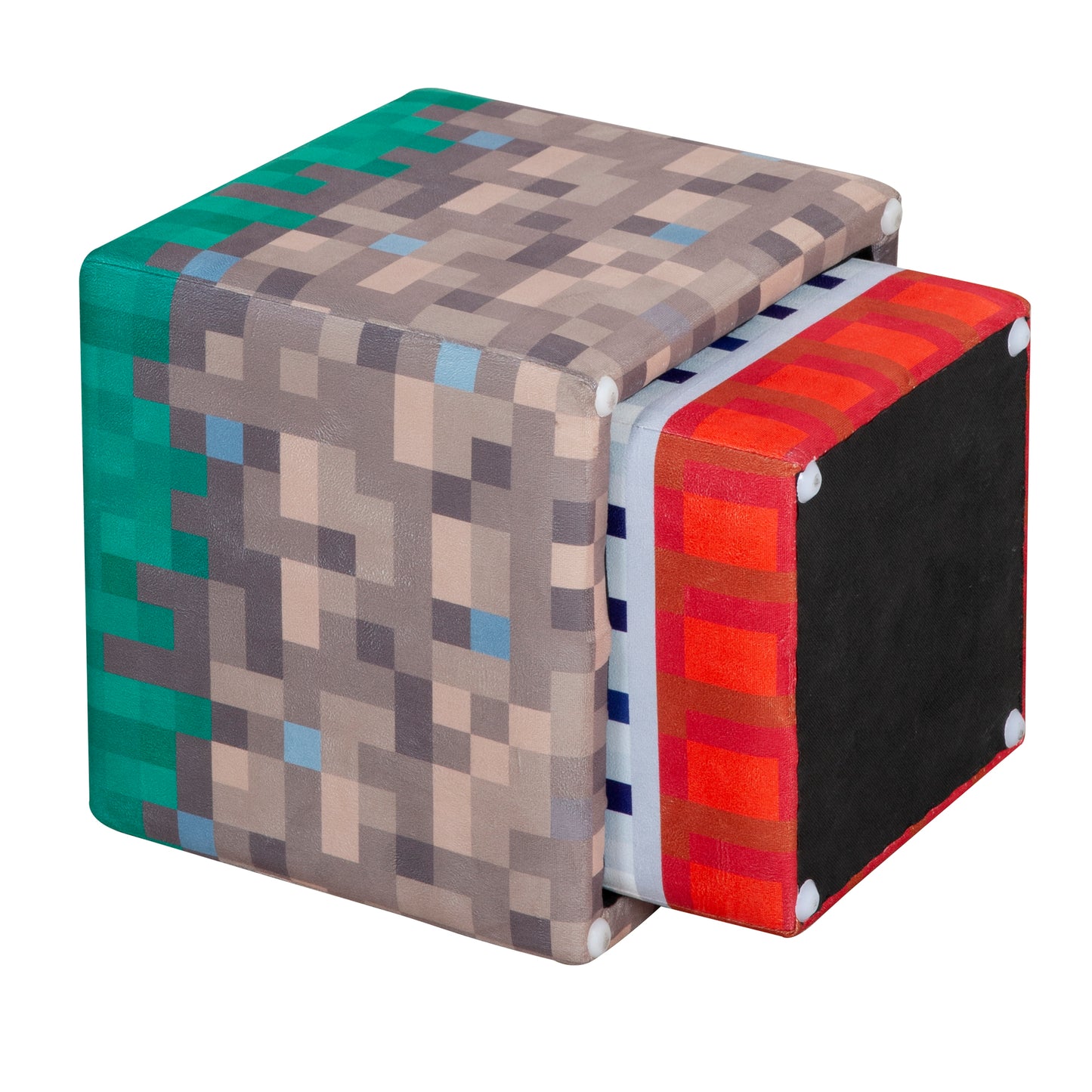 MINECRAFT - Sitzhocker, Pouf, Ottomane, Fußablage, im 2er Set, buntes Minecraft Design