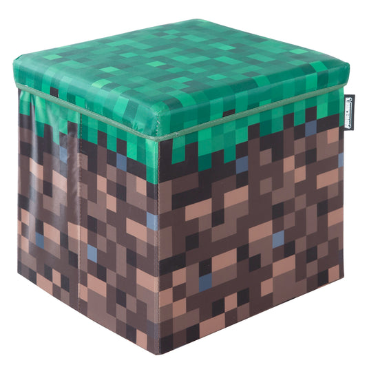 MINECRAFT - Sitz- und Aufbewahrungsboxen, Sitzhocker mit Stauraum, Grasblock Design