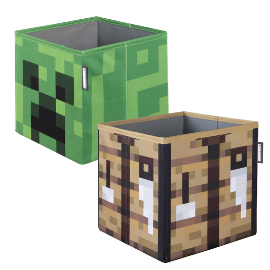 MINECRAFT - Aufbewahrungsboxen im 2er Set, faltbare Stoffboxen mit Stauraum, Creeper Design