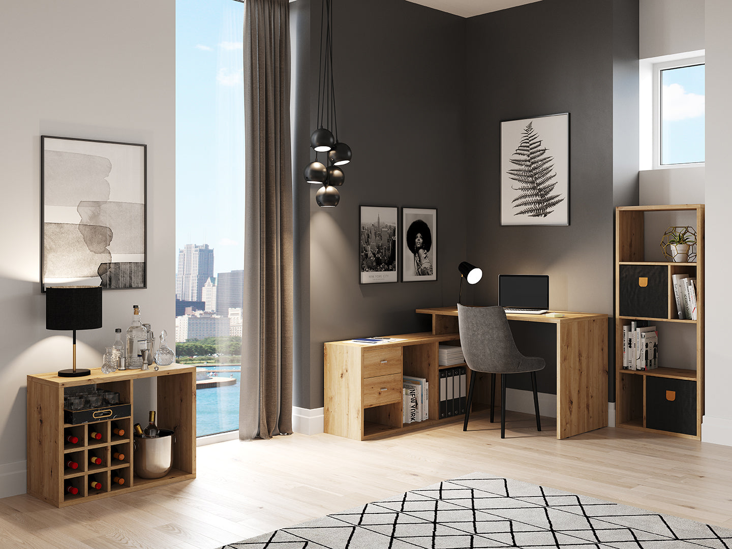 Fortuna - Beistelltisch, Nachtisch, Regal, Couchtisch, 2 Fächer,asymmetrische Aufteilung - einrichten-24, Couch- & Beistelltische