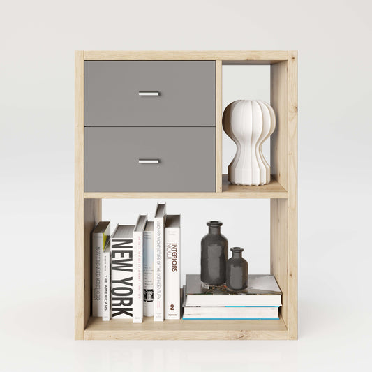 Fortuna - SET, Beistelltisch  mit 3 Fächern inkl. Schubladeneinsatz, Bücherregal, Büroregal, Raumteiler, Fächer in asymmetrischer Aufteilung - einrichten-24, Regale & Stauraummöbel