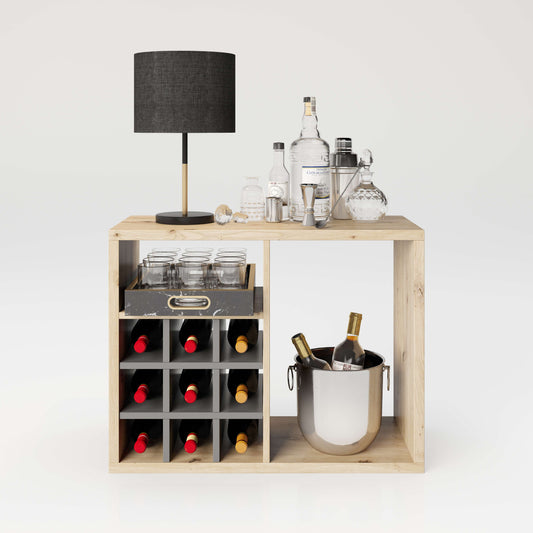 Fortuna - SET, Beistelltisch  mit 3 Fächern inkl. Bareinsatz, Bücherregal, Büroregal, Raumteiler, Fächer in asymmetrischer Aufteilung - einrichten-24, Regale & Stauraummöbel