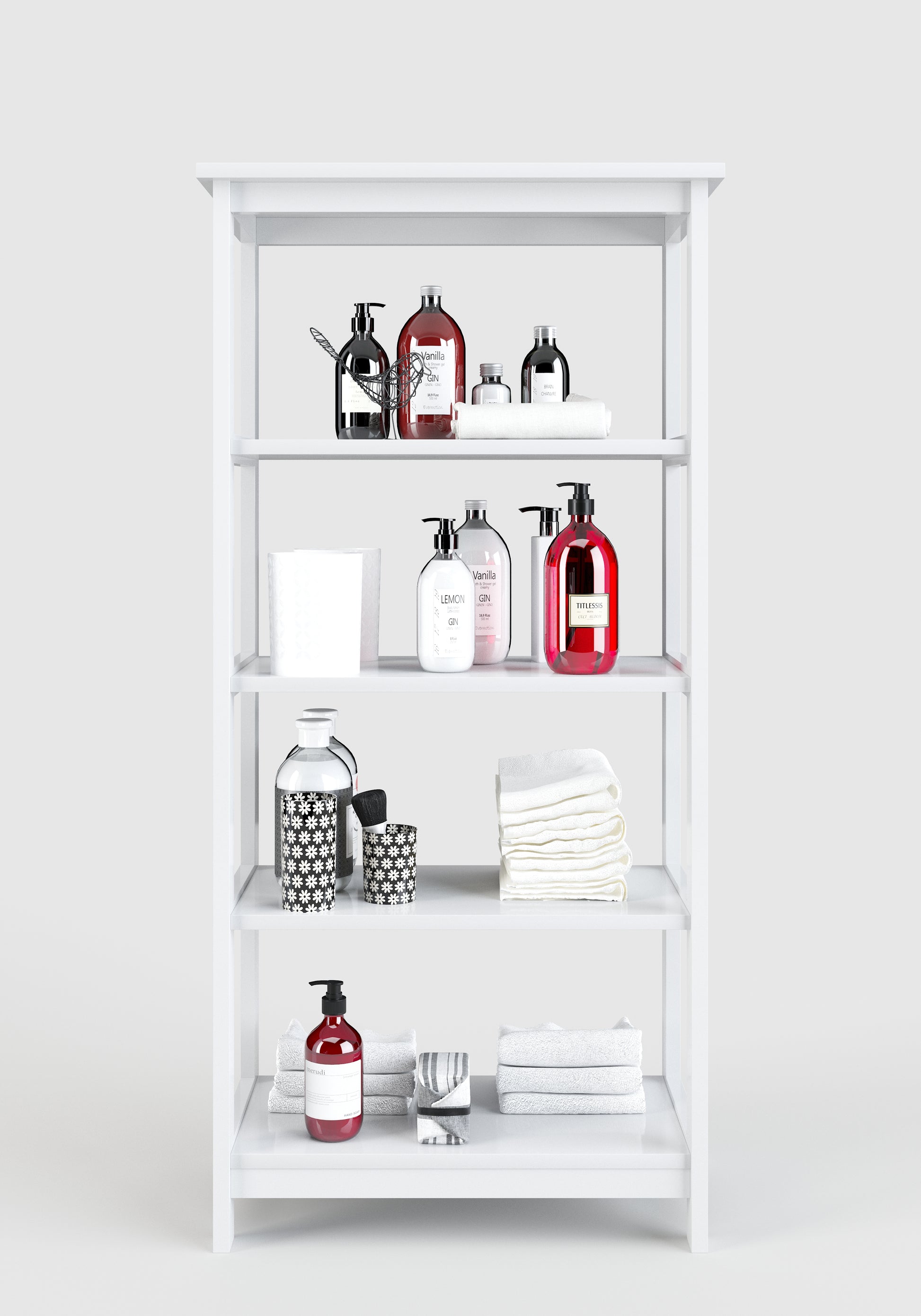 Country - Regal, Bücherregal mit 4 Böden, weiss lackiert, moderner Landhausstil - einrichten-24, Couch- & Beistelltische