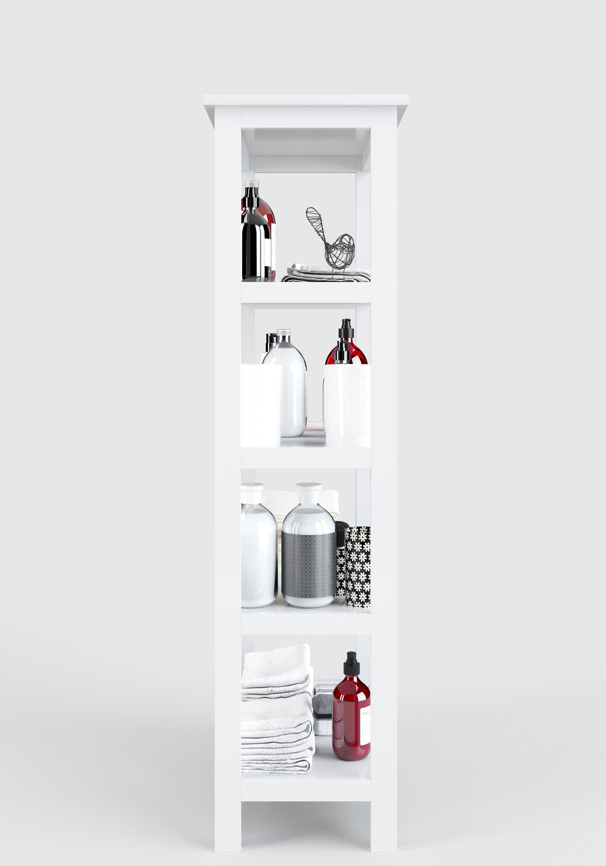 Country - Regal, Bücherregal mit 4 Böden, weiss lackiert, moderner Landhausstil - einrichten-24, Couch- & Beistelltische