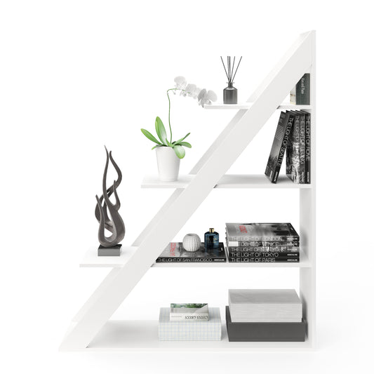 Kairo - Bücherregal, Raumteiler, Büroregal mit 4 Böden, einseitig schräg, weiss - einrichten-24, Regale & Stauraummöbel