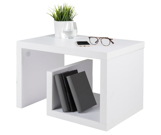 Los Angeles - Beistelltisch, Couchtisch, Beisteller mit kleiner Ablage, moderne Form, weiss - einrichten-24, Regale & Stauraummöbel