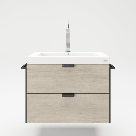 PLAYBOY - Waschtisch "JANICE" mit Waschbecken und 2 Schubladen, sanft-schliessend, schwebend, Wild-Eiche Dekor,Badmöbel - playboy