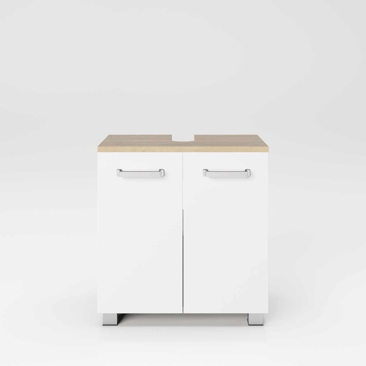 Cosmo Badmöbel - Waschbeckenunterschrank mit viel Stauraum, 2 Fächer und Soft-Close-Funktion, ABS-Schutzkanten, Optik Weiss / Artisan Eiche - einrichten-24, Badezimmer Möbel