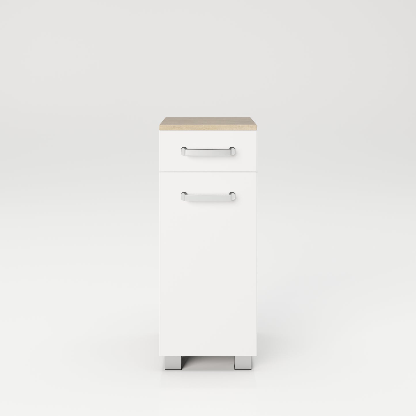 Cosmo Badmöbel - Standregal mit viel Stauraum, 2 Fächer und Soft-Close-Funktion, ABS-Schutzkanten, Optik Weiss / Artisan Eiche - einrichten-24, Badezimmer möbel