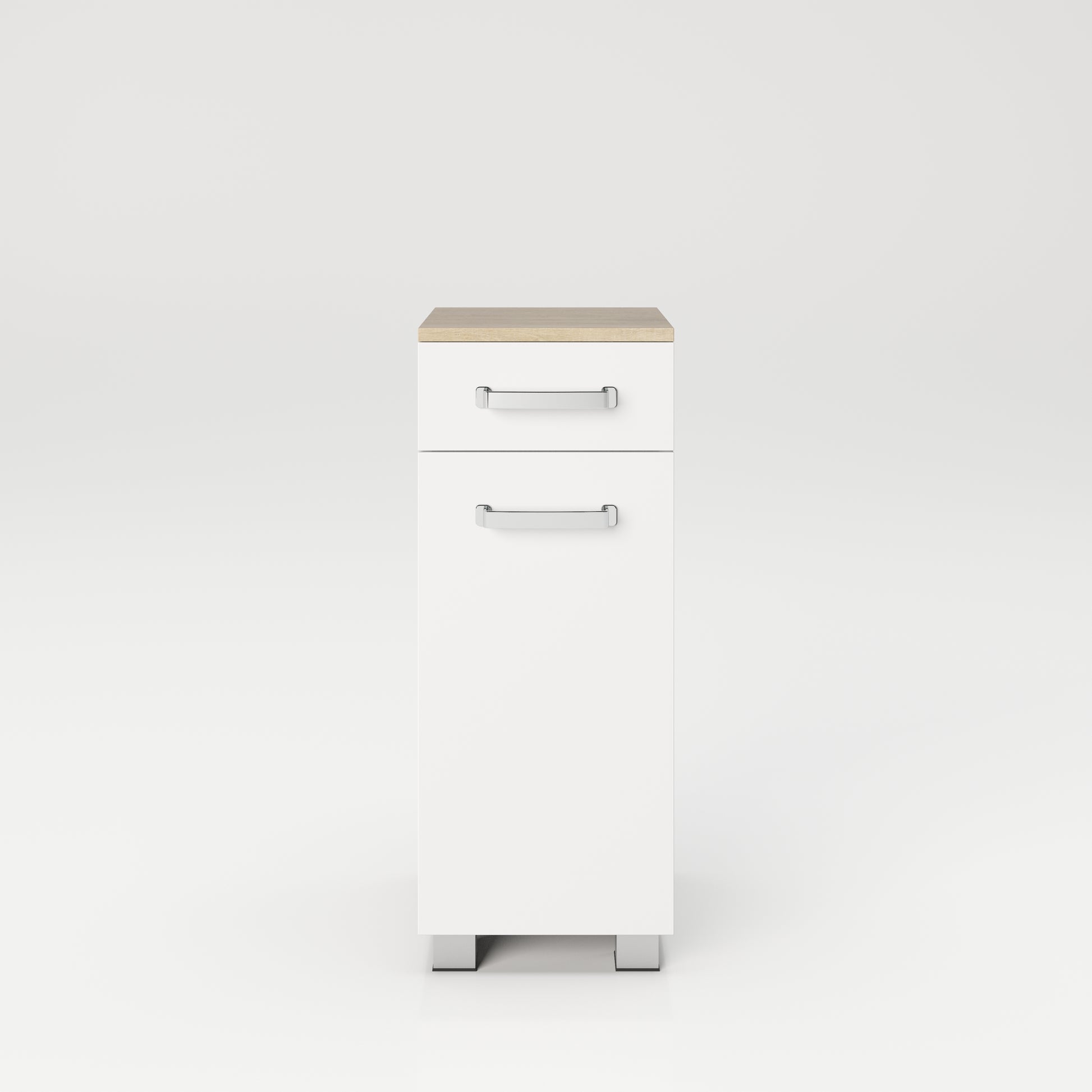 Cosmo Badmöbel - Standregal mit viel Stauraum, 2 Fächer und Soft-Close-Funktion, ABS-Schutzkanten, Optik Weiss / Artisan Eiche - einrichten-24, Badezimmer möbel