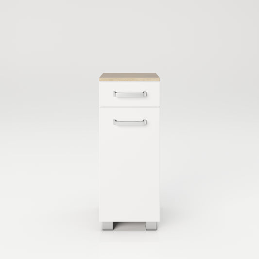 Cosmo Badmöbel - Standregal mit viel Stauraum, 2 Fächer und Soft-Close-Funktion, ABS-Schutzkanten, Optik Weiss / Artisan Eiche - einrichten-24, Badezimmer möbel