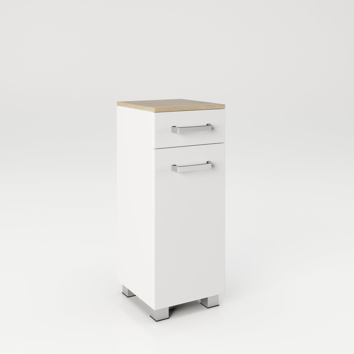 Cosmo Badmöbel - Standregal mit viel Stauraum, 2 Fächer und Soft-Close-Funktion, ABS-Schutzkanten, Optik Weiss / Artisan Eiche - einrichten-24, Badezimmer möbel