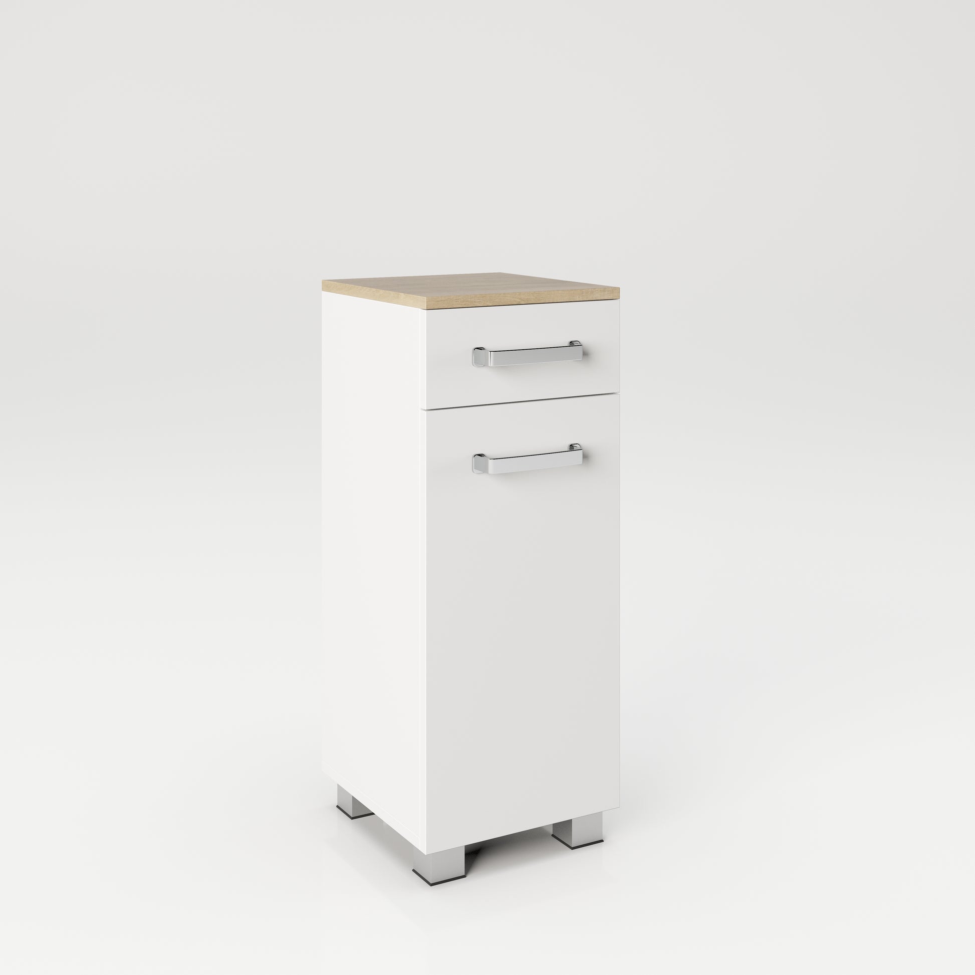 Cosmo Badmöbel - Standregal mit viel Stauraum, 2 Fächer und Soft-Close-Funktion, ABS-Schutzkanten, Optik Weiss / Artisan Eiche - einrichten-24, Badezimmer möbel