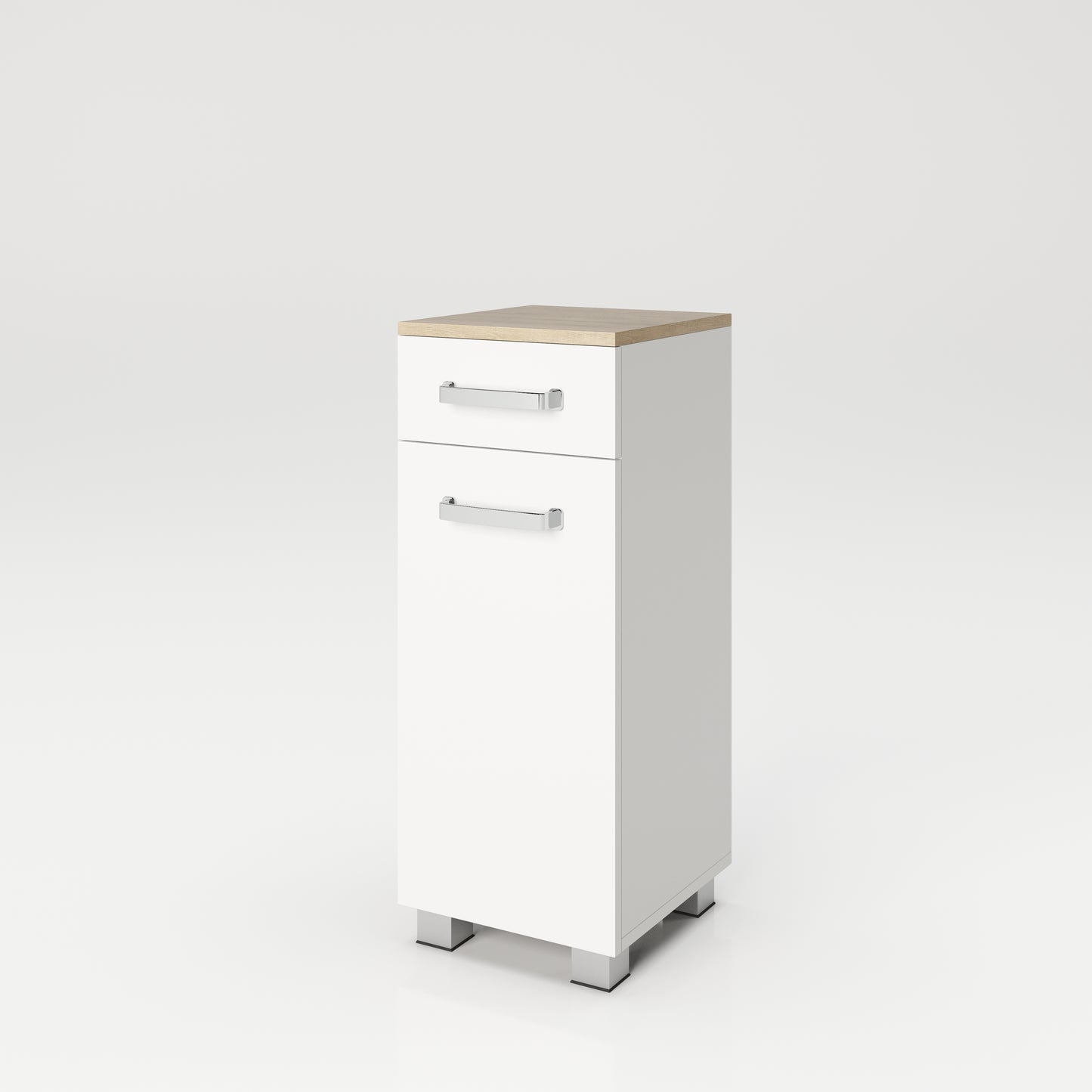 Cosmo Badmöbel - Standregal mit viel Stauraum, 2 Fächer und Soft-Close-Funktion, ABS-Schutzkanten, Optik Weiss / Artisan Eiche - einrichten-24, Badezimmer möbel