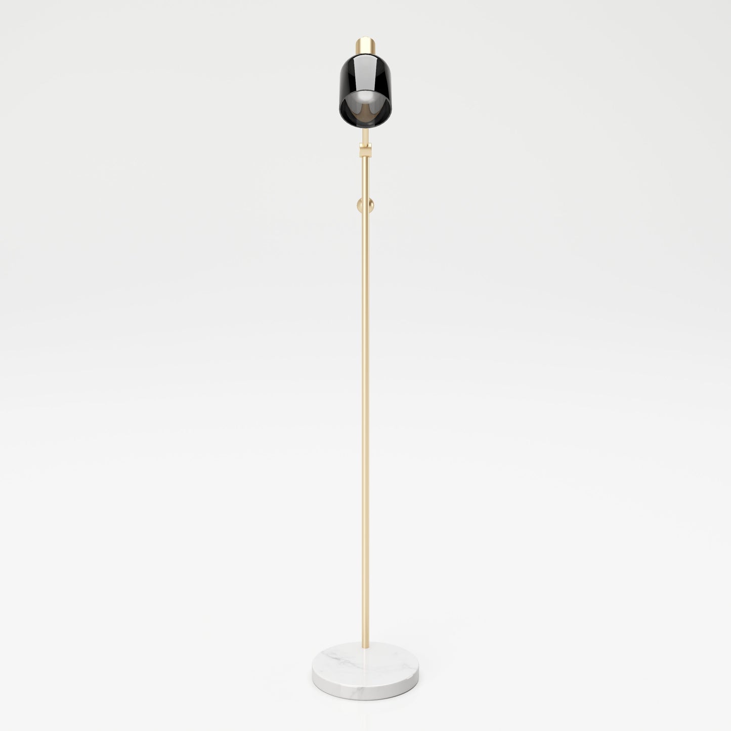 PLAYBOY - Stehlampe "AMBER" mit grauem Glasschirm, Marmorfuss und goldenem Metallgestell, Retro-Design,Lampen - playboy