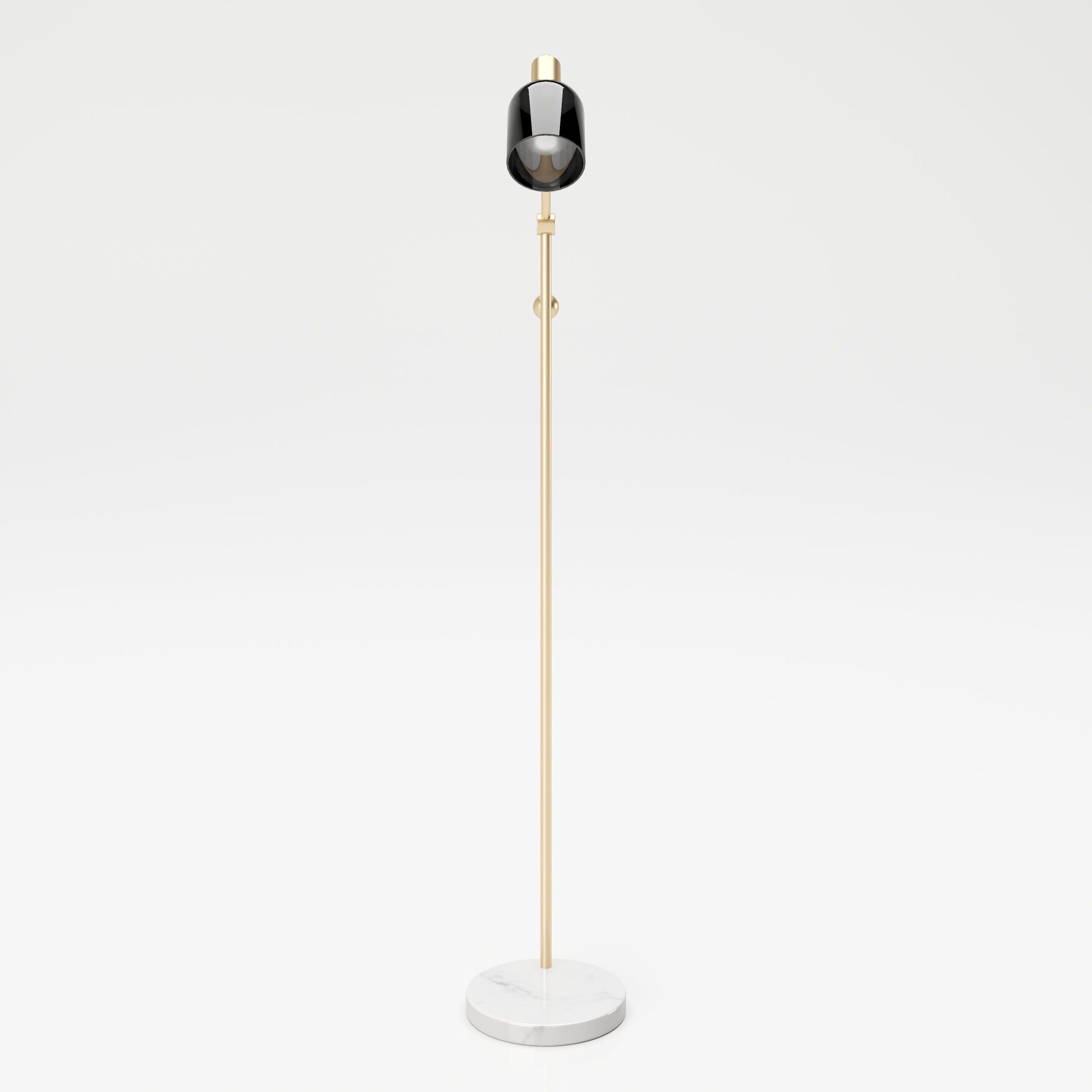 PLAYBOY - Stehlampe "AMBER" mit grauem Glasschirm, Marmorfuss und goldenem Metallgestell, Retro-Design,Lampen - playboy