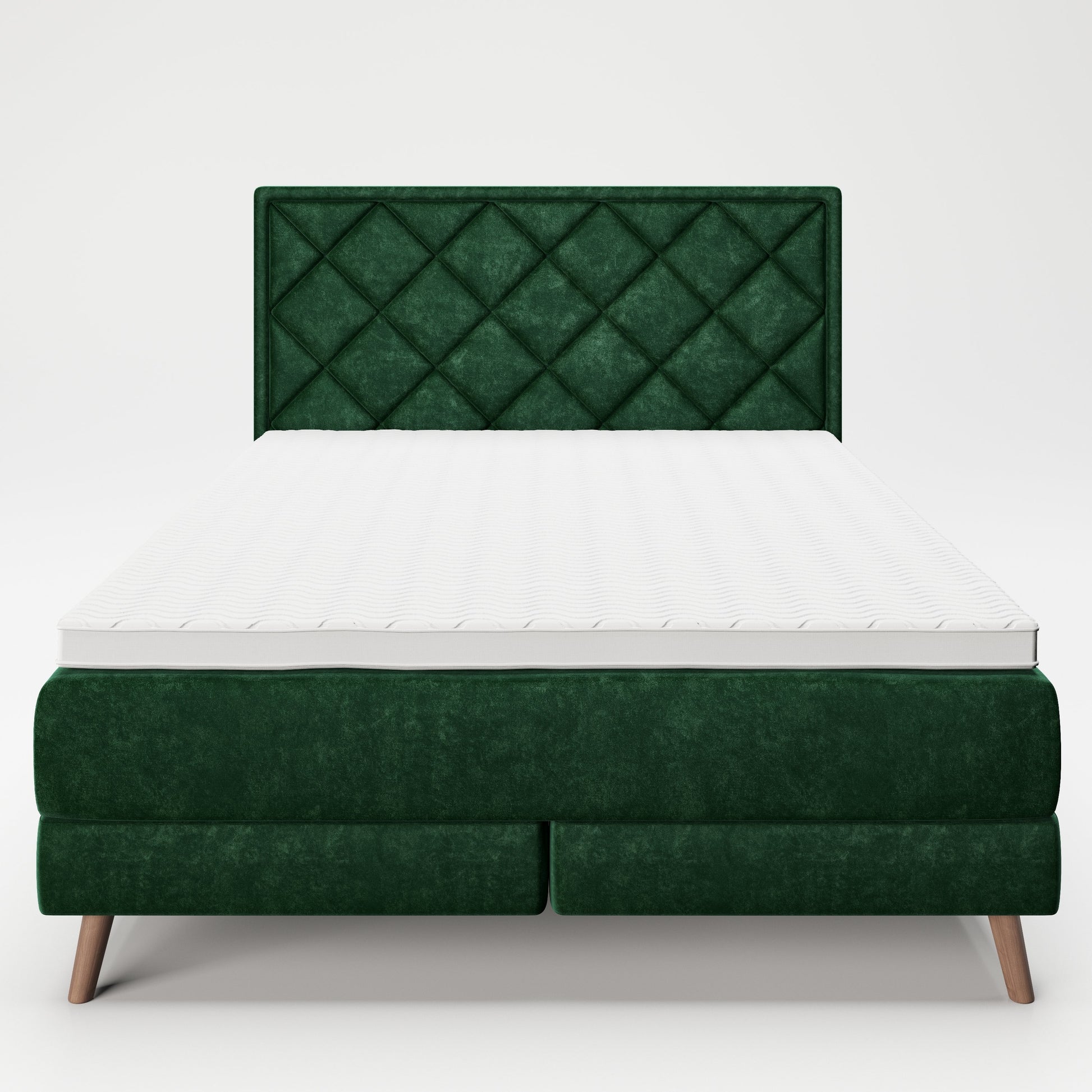 PLAYBOY - Boxspringbett "AUDREY", 180x200, Samtstoffbezug mit Diamond Stitching, inkl Topper und Matratze, Tannengrün,Bett - playboy