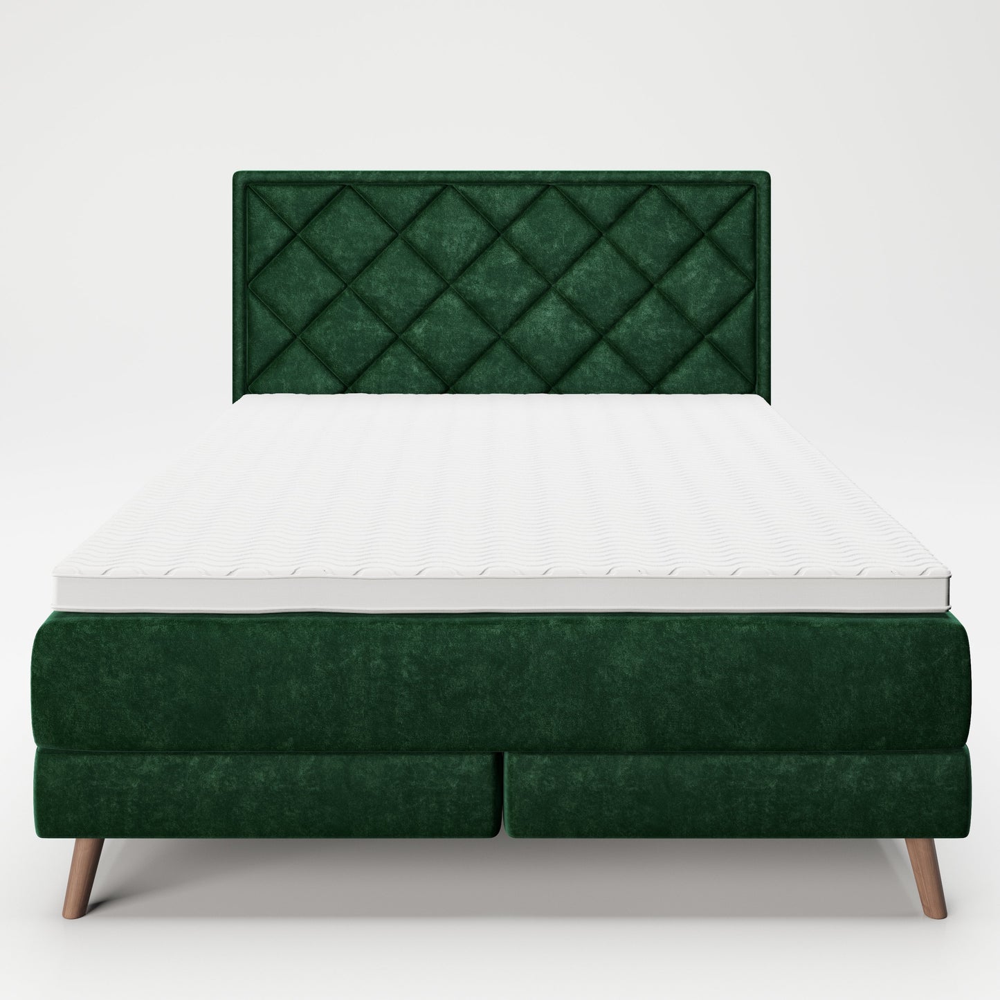 PLAYBOY - Boxspringbett "AUDREY", 140x200, Samtstoffbezug mit Diamond Stitching, inkl Topper und Matratze, Tannengrün,Bett - playboy