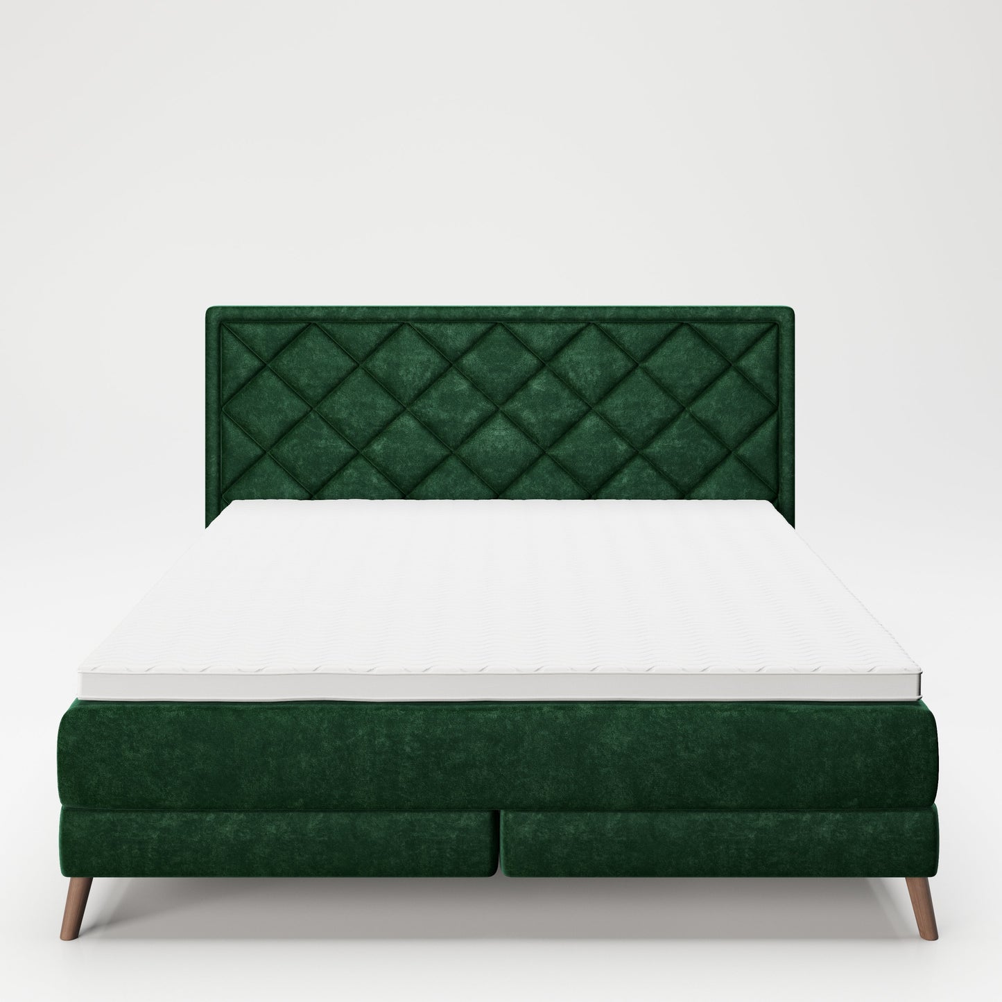 PLAYBOY - Boxspringbett "AUDREY", 160x200, Samtstoffbezug mit Diamond Stitching, inkl Topper und Matratze, Tannengrün,Bett - playboy