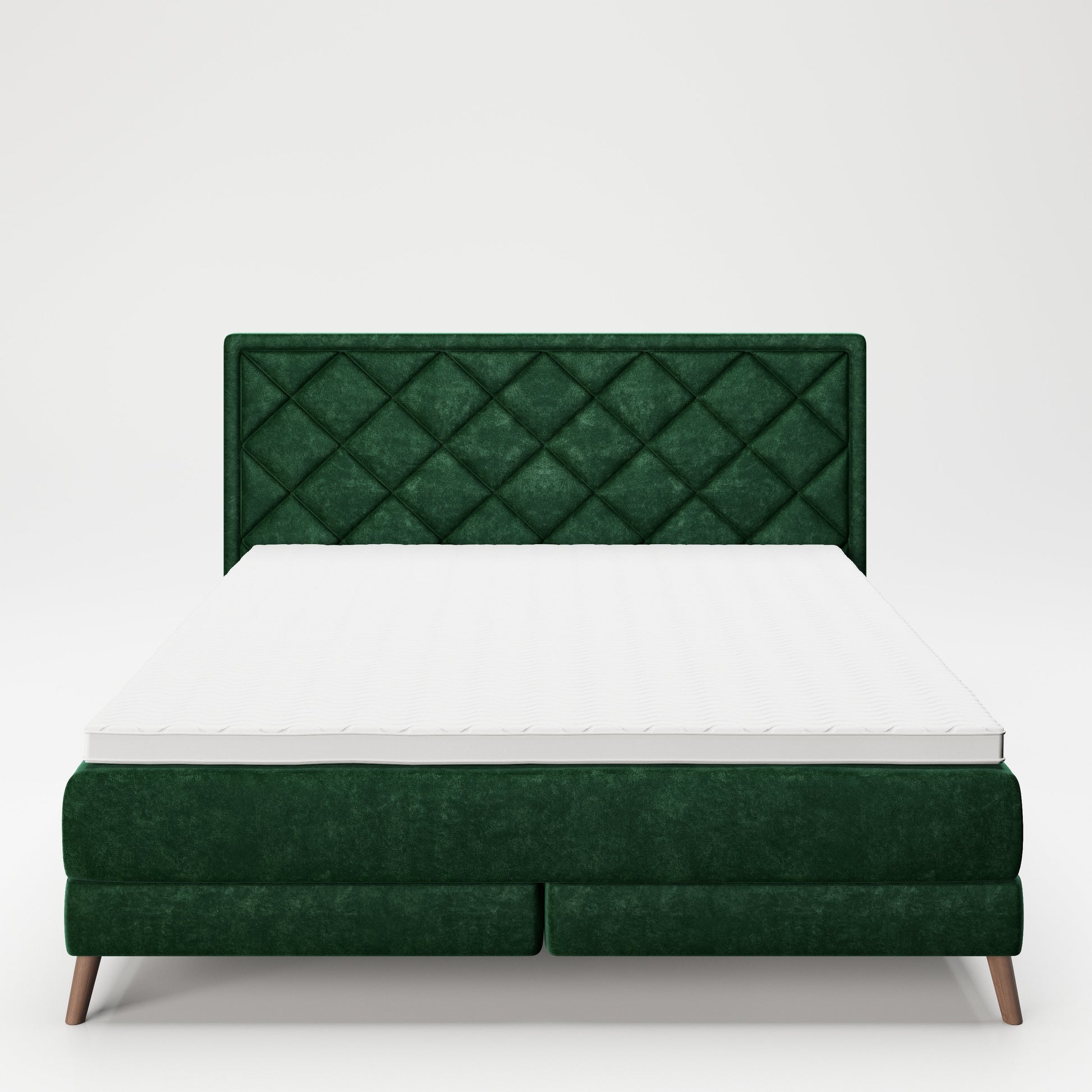 PLAYBOY - Boxspringbett "AUDREY", 160x200, Samtstoffbezug mit Diamond Stitching, inkl Topper und Matratze, Tannengrün,Bett - playboy