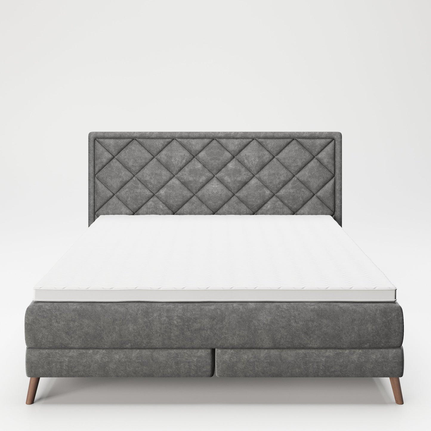 PLAYBOY - Boxspringbett "AUDREY", 140x200, Samtstoffbezug mit Diamond Stitching, inkl Topper und Matratze, anthrazit,Bett - playboy