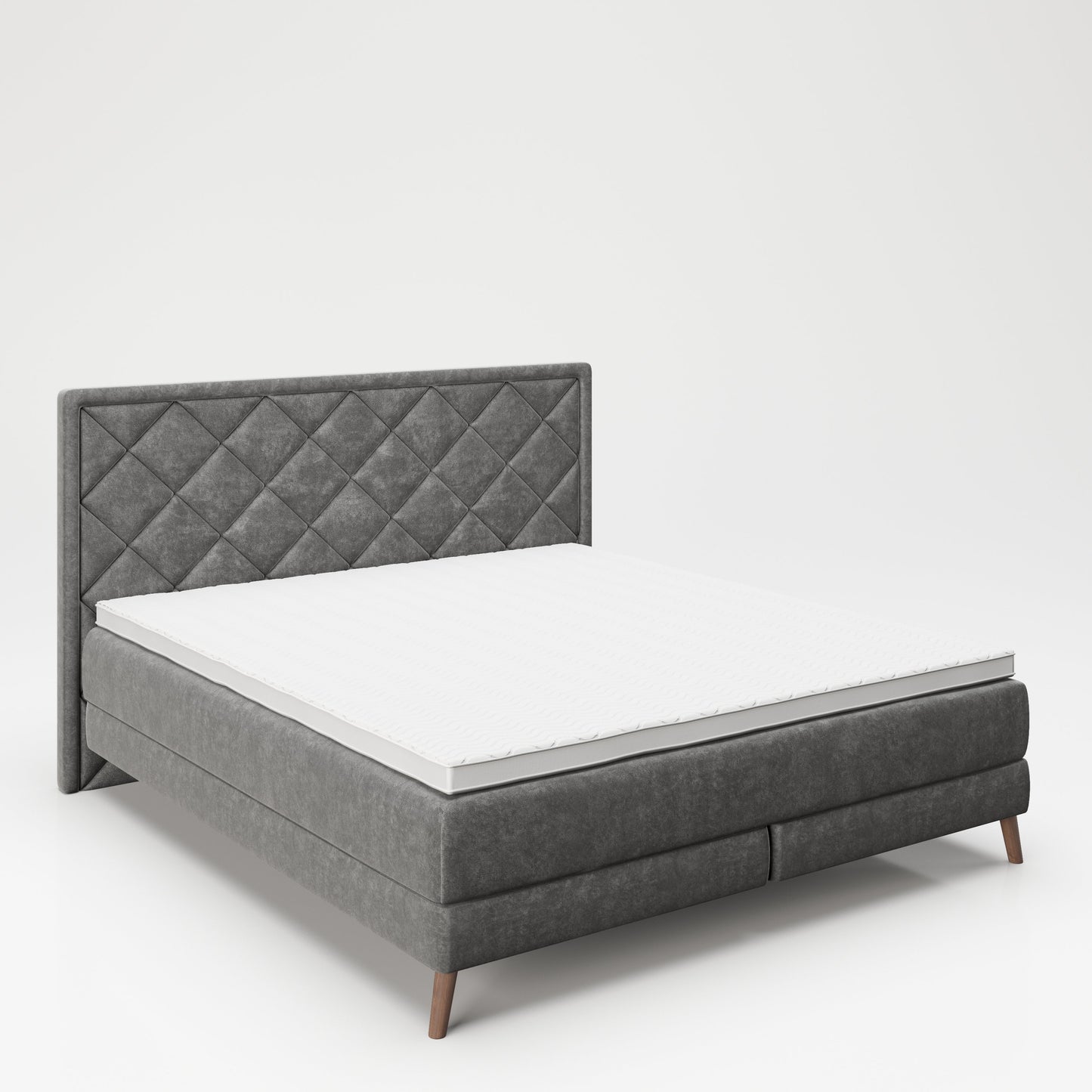 PLAYBOY - Boxspringbett "AUDREY", 140x200, Samtstoffbezug mit Diamond Stitching, inkl Topper und Matratze, anthrazit,Bett - playboy