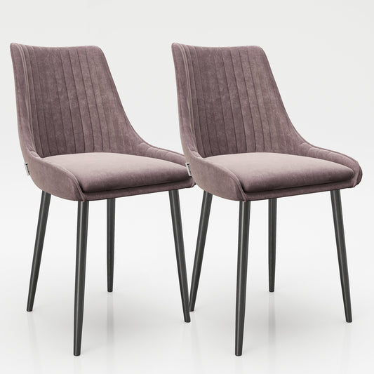 PLAYBOY - Esszimmerstuhl "SAMANTHA", 2er Set, gepolsterter Sitz und Rücken, Samtstoff in Rosa, Metallfuss in Anthrazit Matt,Stühle - playboy