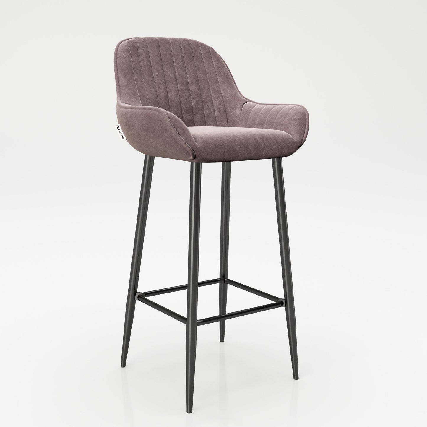 PLAYBOY - Barstuhl "MARILYN", 2er Set, gepolsterter Sitz und Rücken, Samtstoff in Rosa, Metallfuss in Anthrazit Matt,Stühle - playboy