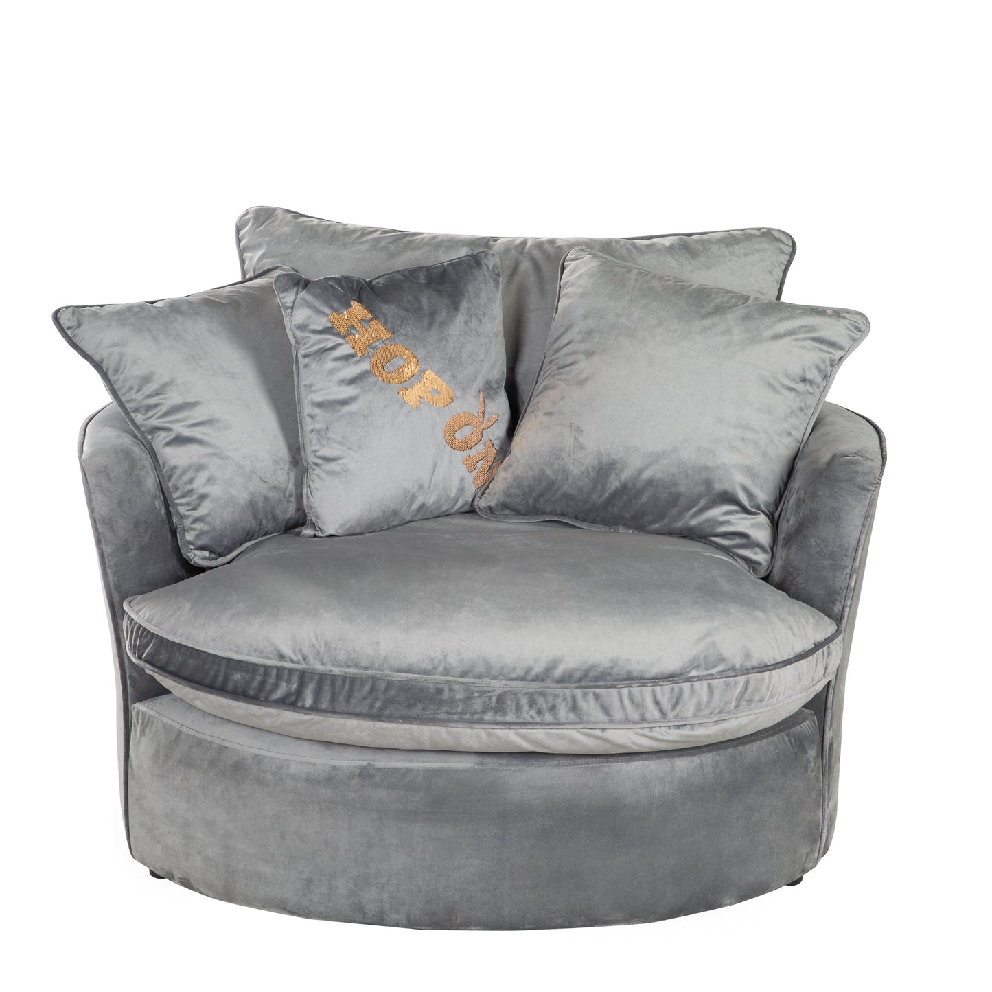 PLAYBOY - Drehsessel/Loveseat "ELOISE" Fernsehsessel inkl. 4 Kissen, gepolsterte Sitz- und Rückenlehne, 360° Drehfunktion, Samtstoff in Anthrazit - einrichten-24, Sessel & Sitzhocker