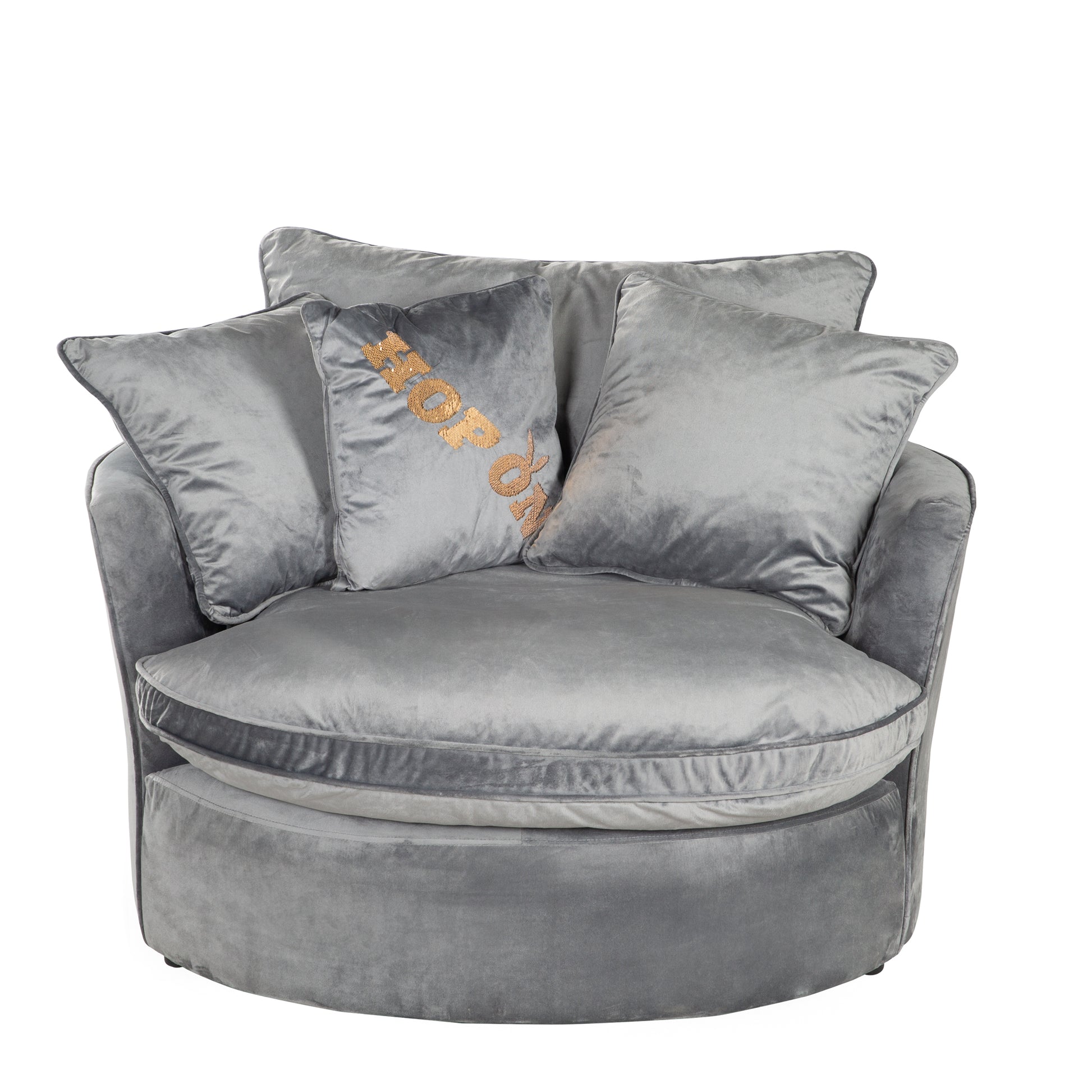 PLAYBOY - Drehsessel/Loveseat "ELOISE" Fernsehsessel inkl. 4 Kissen, gepolsterte Sitz- und Rückenlehne, 360° Drehfunktion, Samtstoff in Anthrazit - einrichten-24, Sessel & Sitzhocker