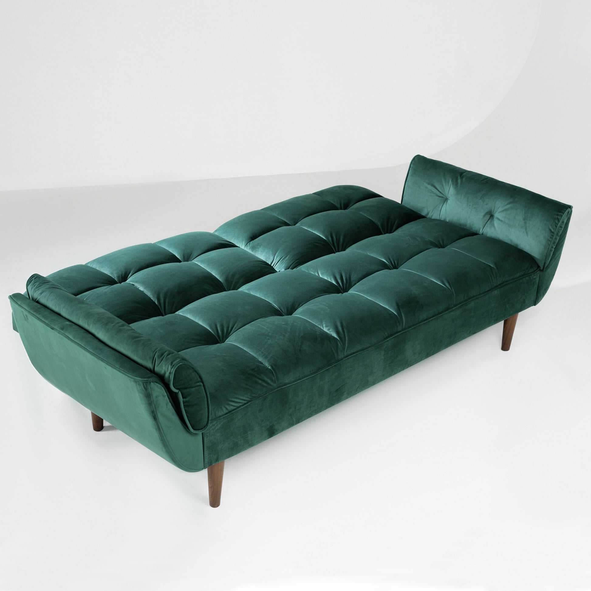 PLAYBOY - Sofa "SCARLETT" gepolsterte Couch mit Bettfunktion, Samtstoff in Grün mit Massivholzfüsse, Retro-Design,Sofas & Ottomane - playboy