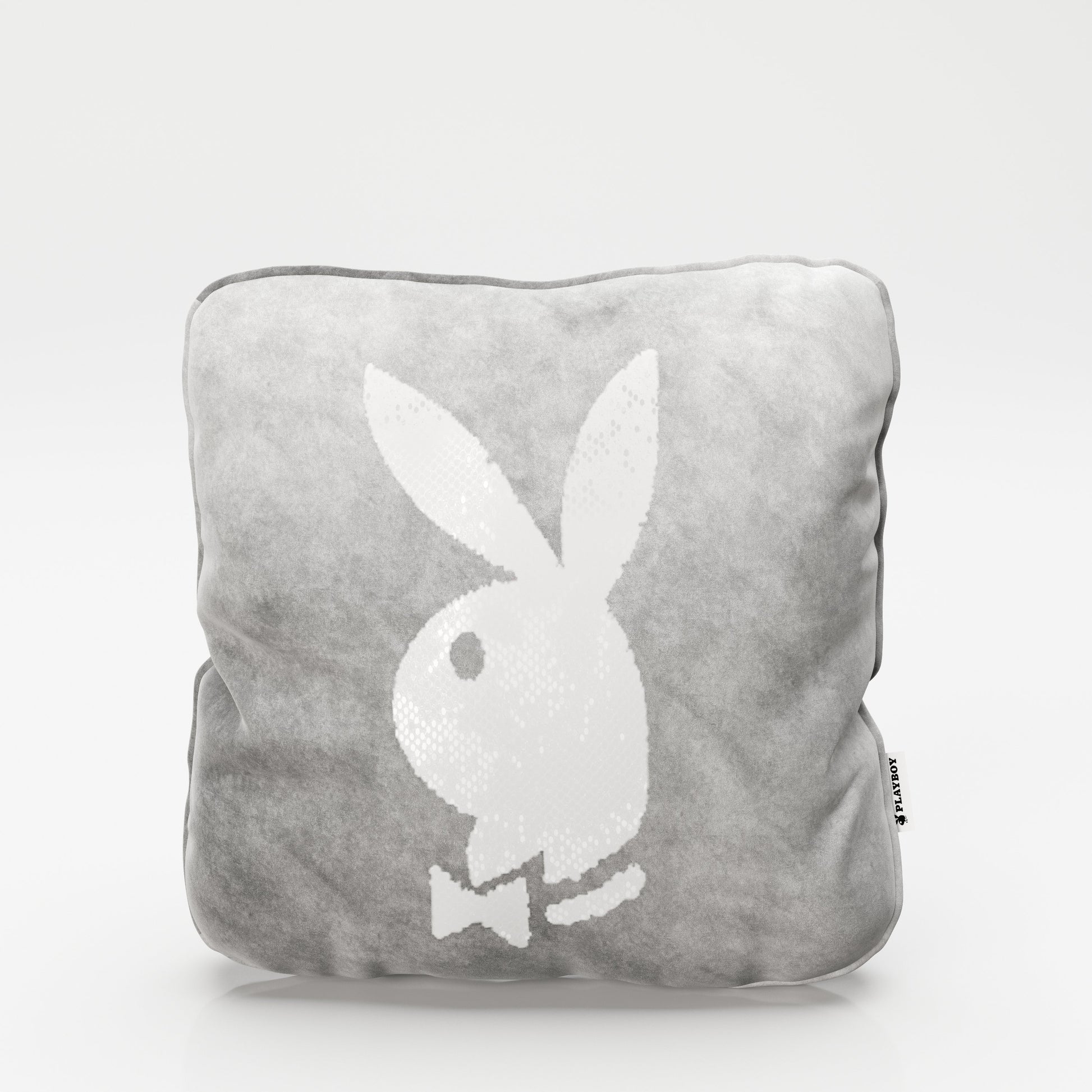 PLAYBOY - Dekokissen "ELLEN" mit Samtüberzug in Grau und gold/weissen Wendepailletten, mit Bunny, inkl Füllung,Kissen & Decken - playboy