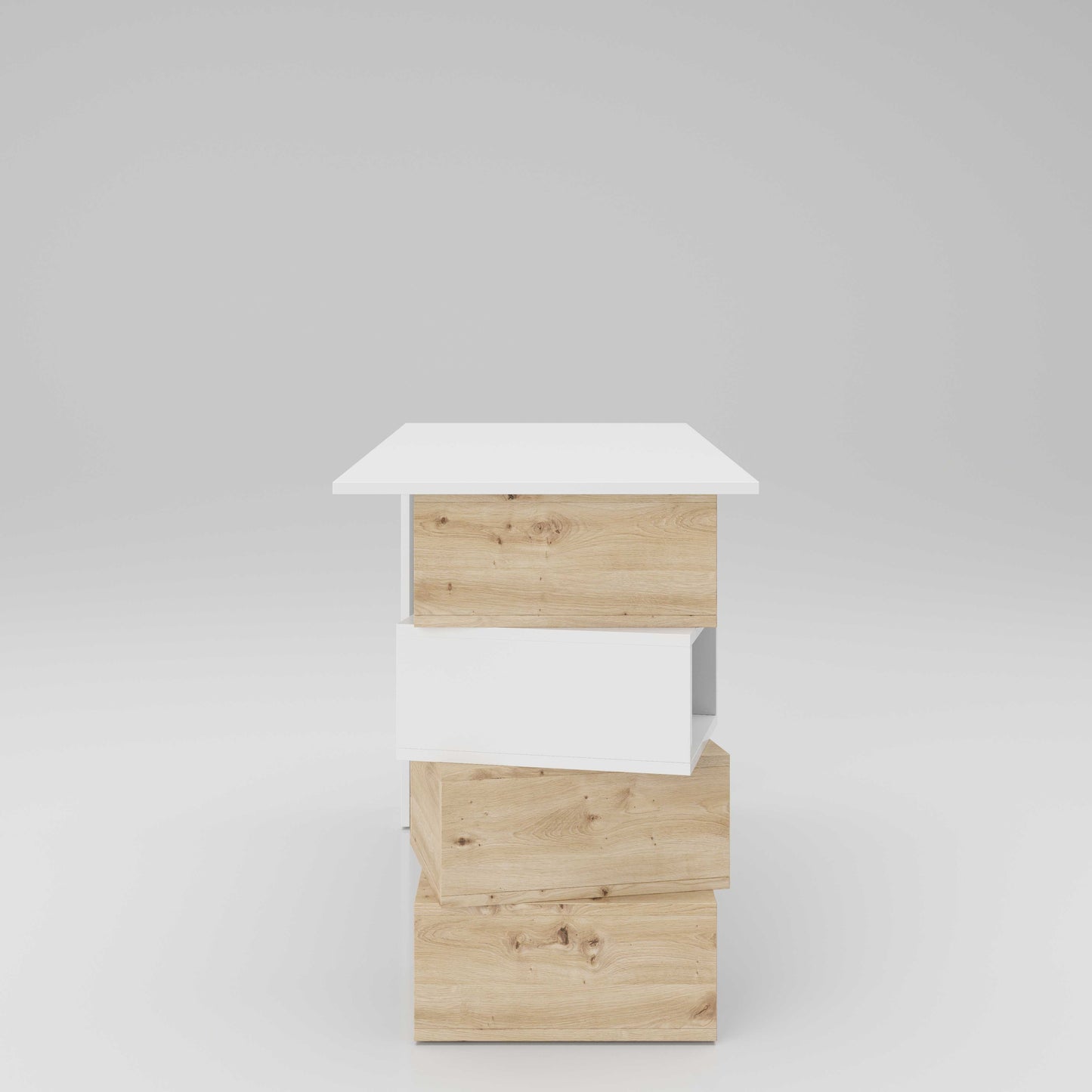 Monza - Schreibtisch, Homeoffice Tisch, 3 offene Fächer, 1 Schublade, asymmetrische Einteilung - einrichten-24, Büroeinrichtung