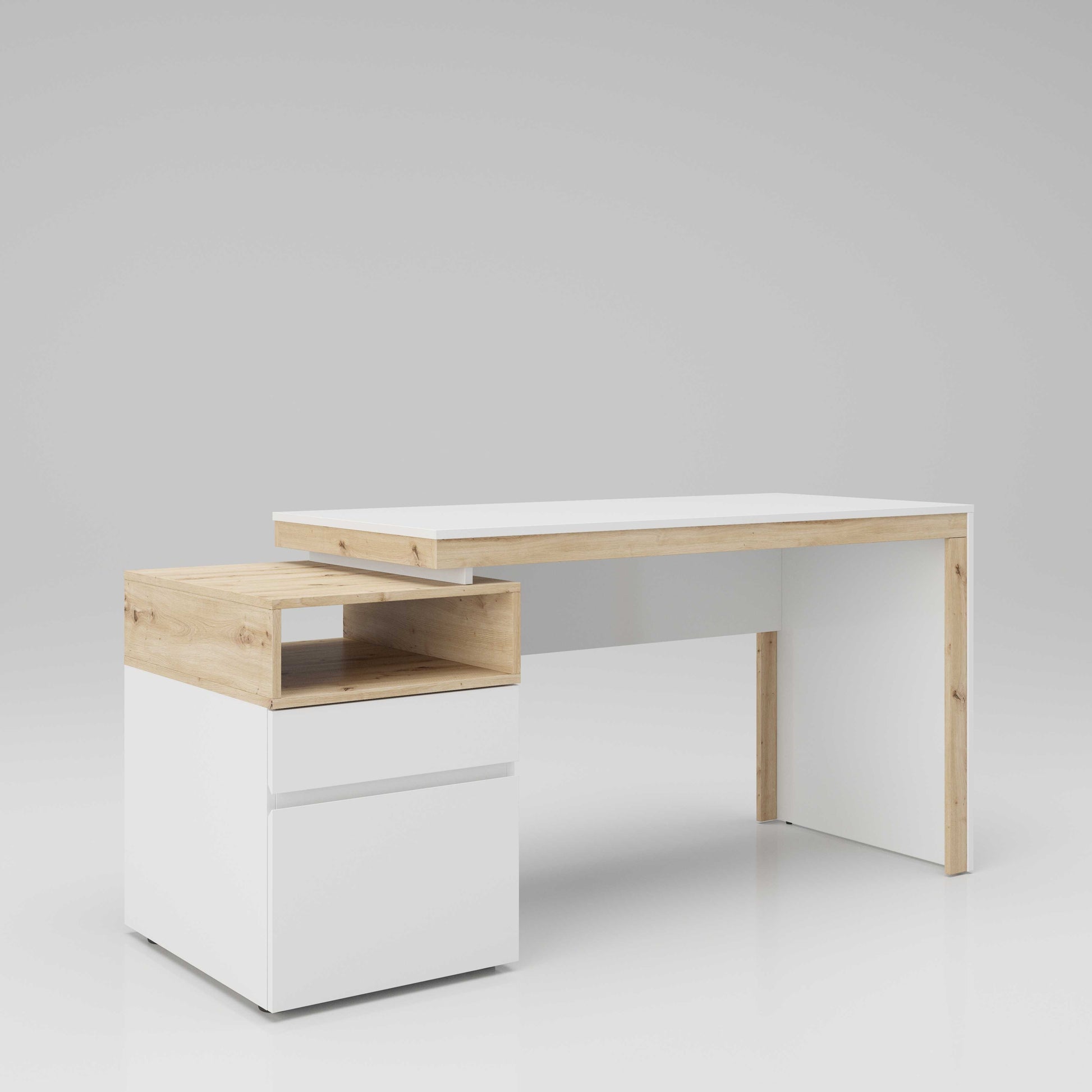 Santiago - Schreibtisch, Homeoffice Tisch, 1 offenes Fach, 1 Schublade, 1 Tür, beidseitig montierbar - einrichten-24, Büroeinrichtung