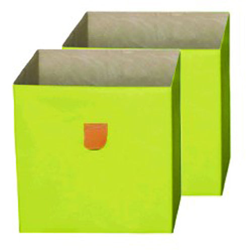 Stor' It - 2 faltbare Boxen aus Canvasstoff mit PU-Leder-Lasche, 34x34x34cm, passend für die Regale der Serien Fortuna, Prana und Caro - einrichten-24, Regale & Stauraummöbel