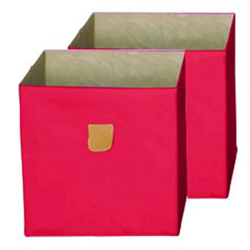 Stor' It - 2 faltbare Boxen aus Canvasstoff mit PU-Leder-Lasche, 34x34x34cm, passend für die Regale der Serien Fortuna, Prana und Caro - einrichten-24, Regale & Stauraummöbel