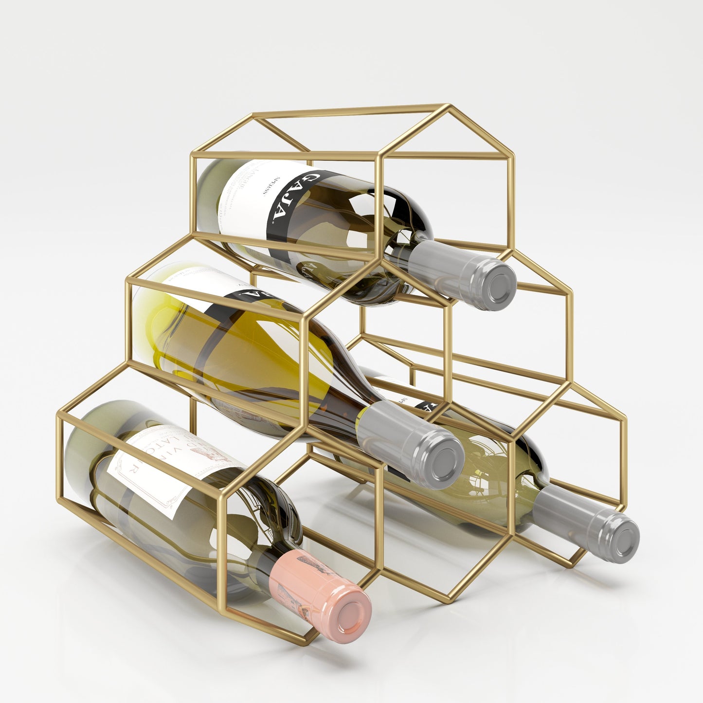 PLAYBOY - Weinregal "GLORIA" für 6 Flaschen, geometrische Form, goldenes Metallgestell, Retro-Design,Accessoires - playboy