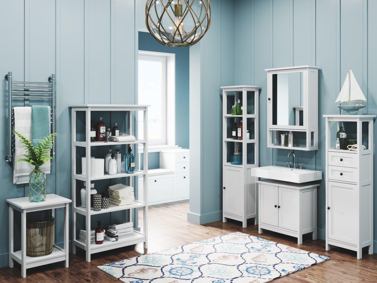 Country - Regal, Bücherregal mit 4 Böden, weiss lackiert, moderner Landhausstil - einrichten-24, Couch- & Beistelltische