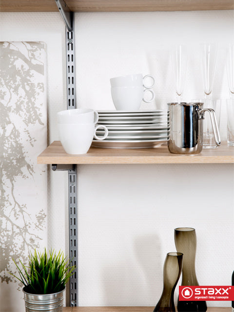 STAXX-System - Aufhängeleiste aus Metall für Werkzeughaken und Universalhaken, silber - einrichten-24, Couch- & Beistelltische