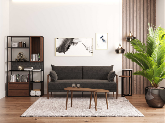 PLAYBOY - 3er Schlafsofa "SYLVIE", gepolstertes Schlafsofa mit Arm- und Rückenlehne, Polyester in Anthrazit - einrichten-24, Schlafsofa